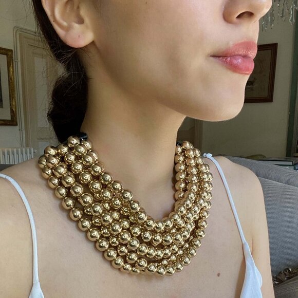 NEW Stunning Faceted Beaded 7-Strand Bib Statement Necklace in Gold or Silver - Picture 9 of 9